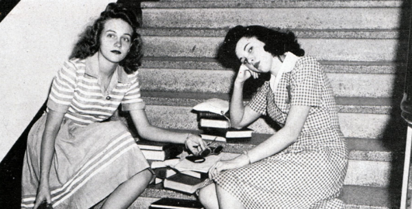 Don't let the books fool you -- these gals are up to no good!